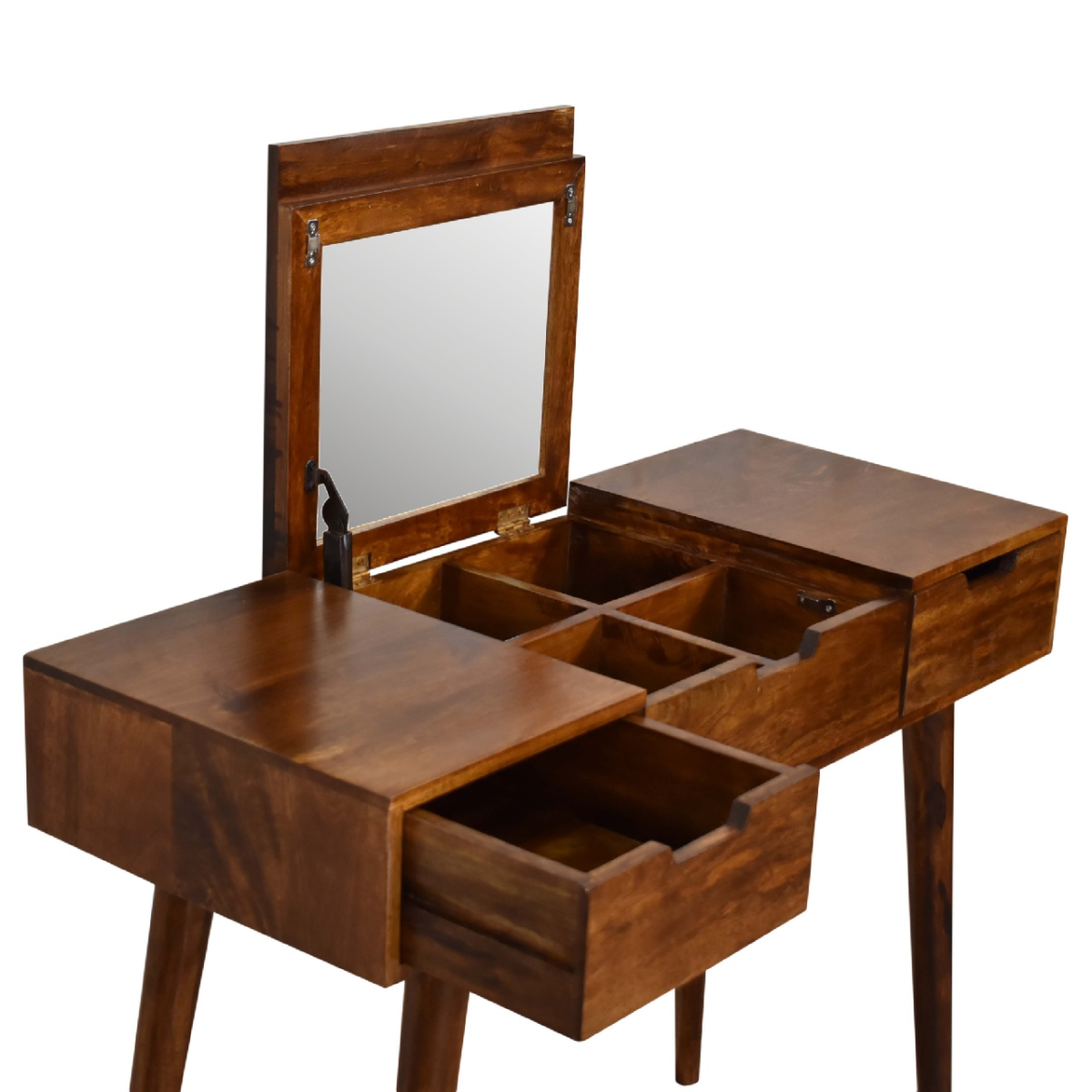 Artisan Furniture Solid Mango Wood Chestnut Foldable Mirror Table