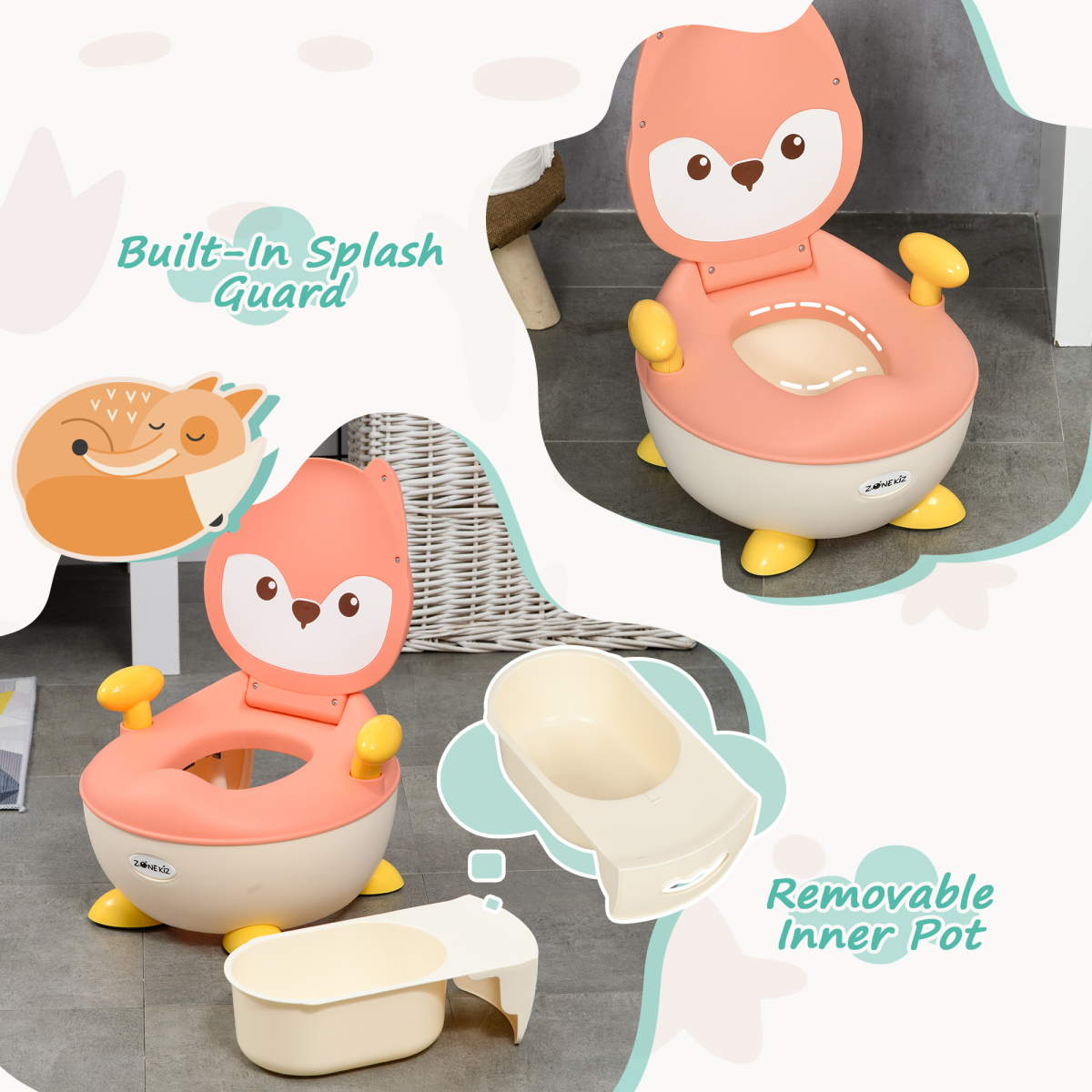 ZONEKIZ Infant Potty Training Toilet with Splash Guard