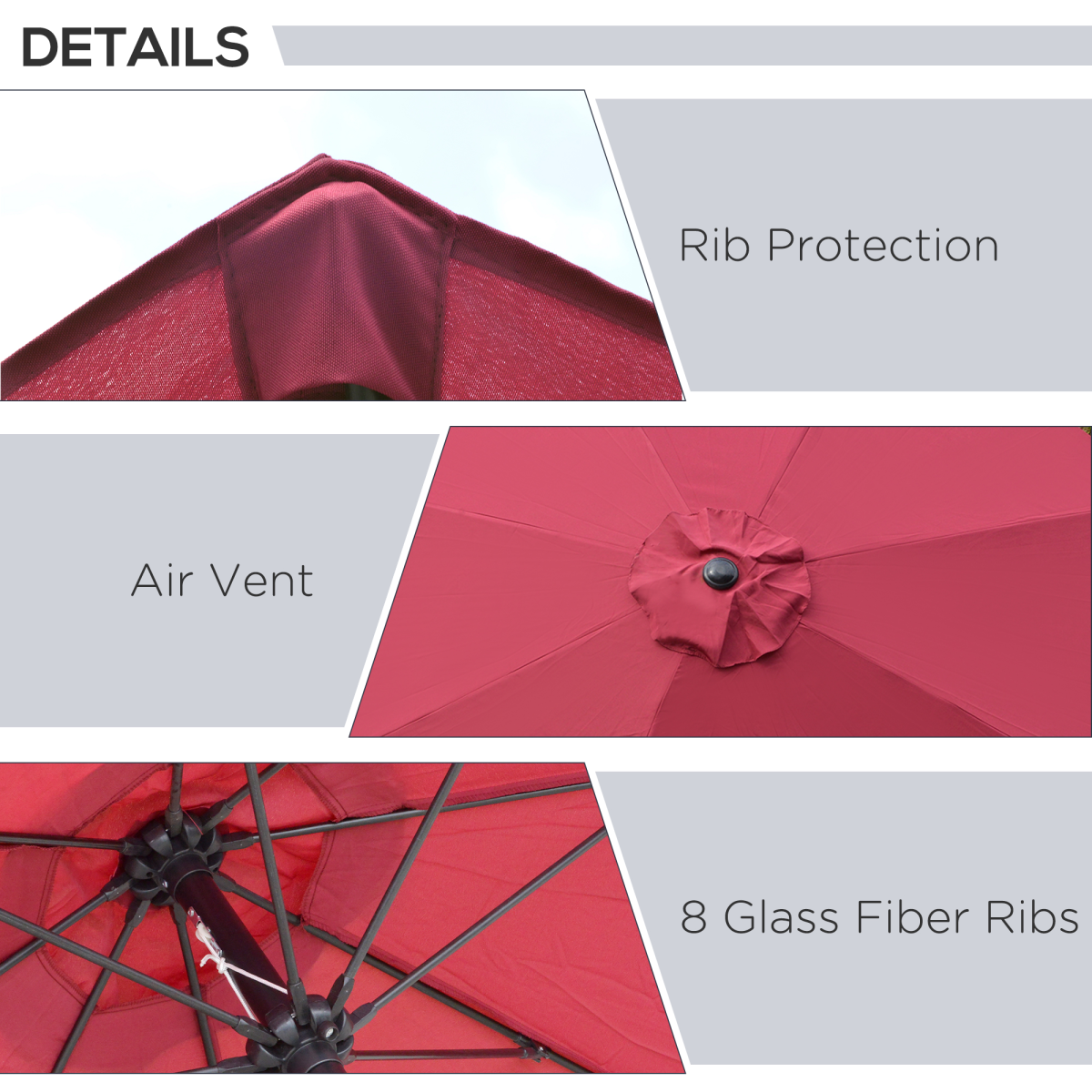 Outsunny ?2.6M Umbrella Parasol-Red