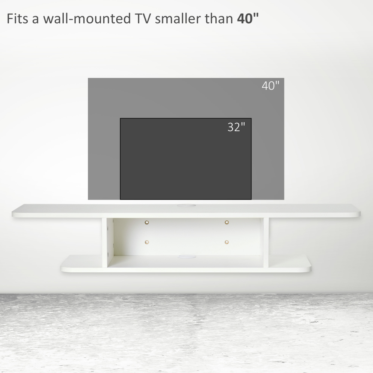 Floating TV Unit Stand Wall Mount Media Console with Storage Shelf, White