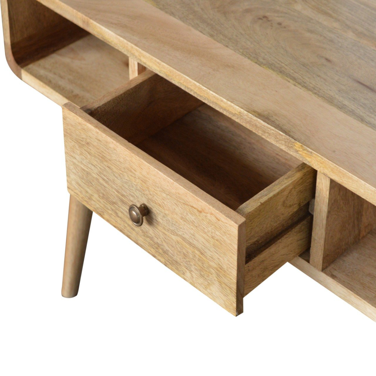 Artisan Furniture Solid Wood Curved Oak-ish Coffee Table