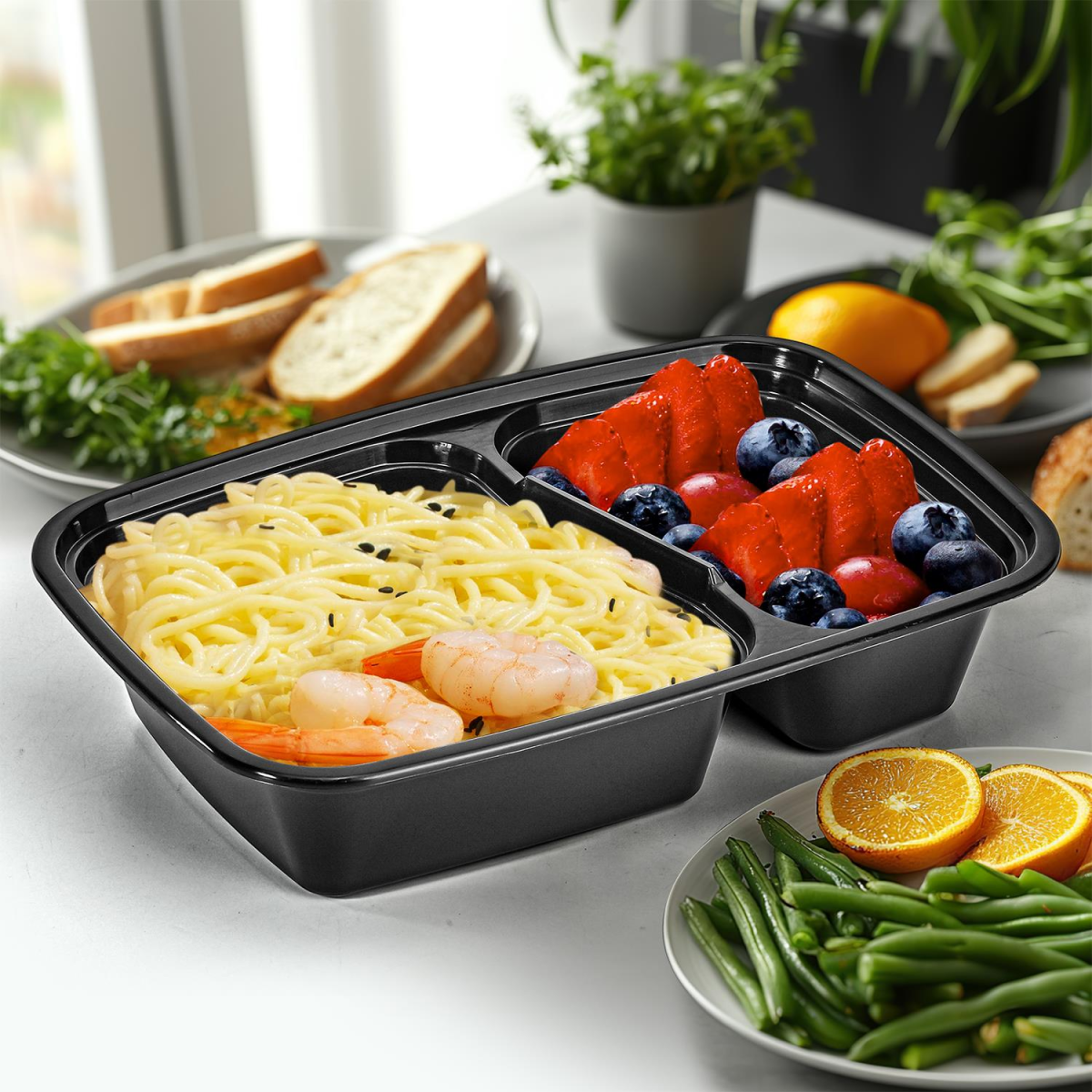 VINSANI 10pk 2 COMPARTMENTS MEAL PREP CONTAINERS 1010424 X 3