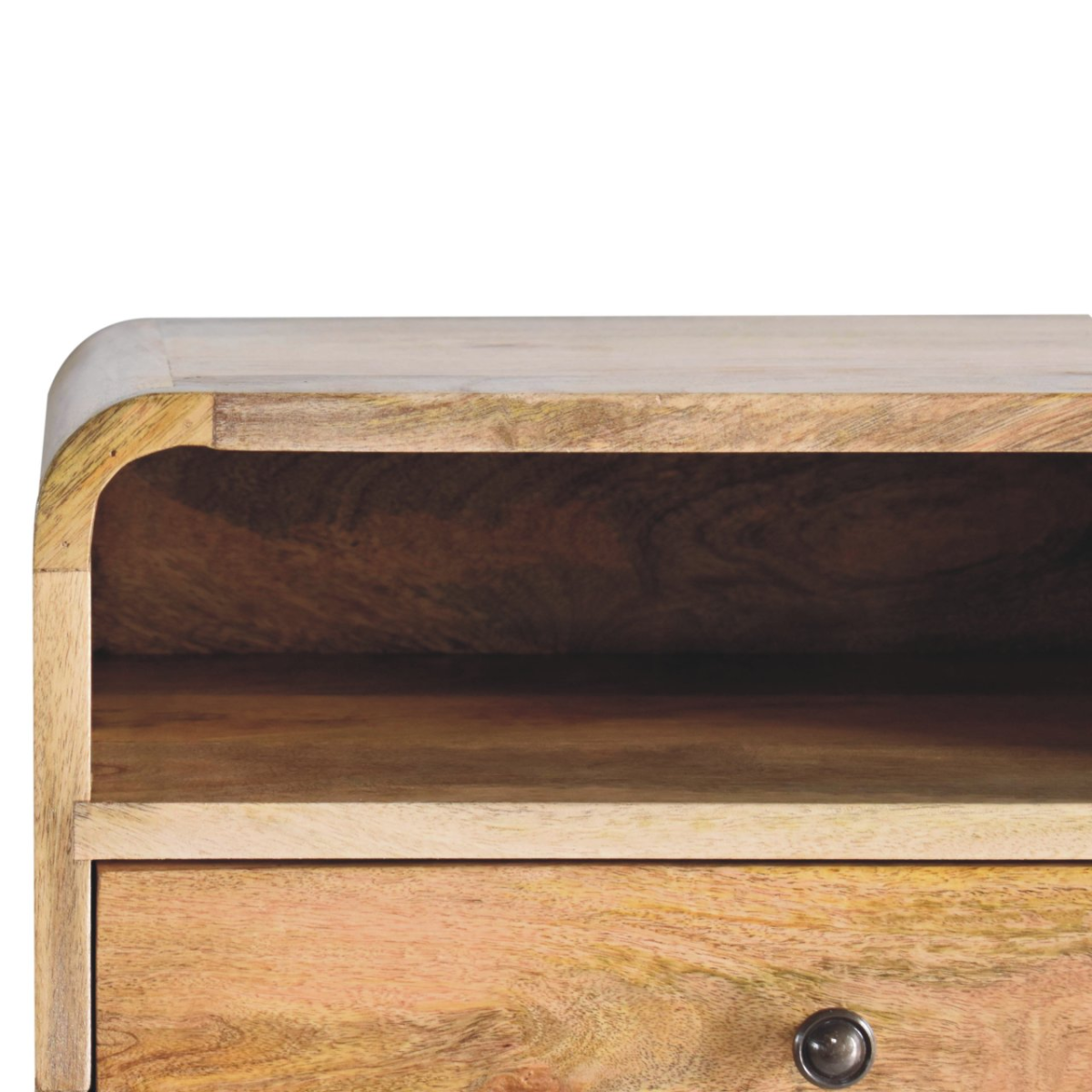 Artisan Furniture Solid Wood Large Oak-ish Curve Upper Slot Floating Bedside