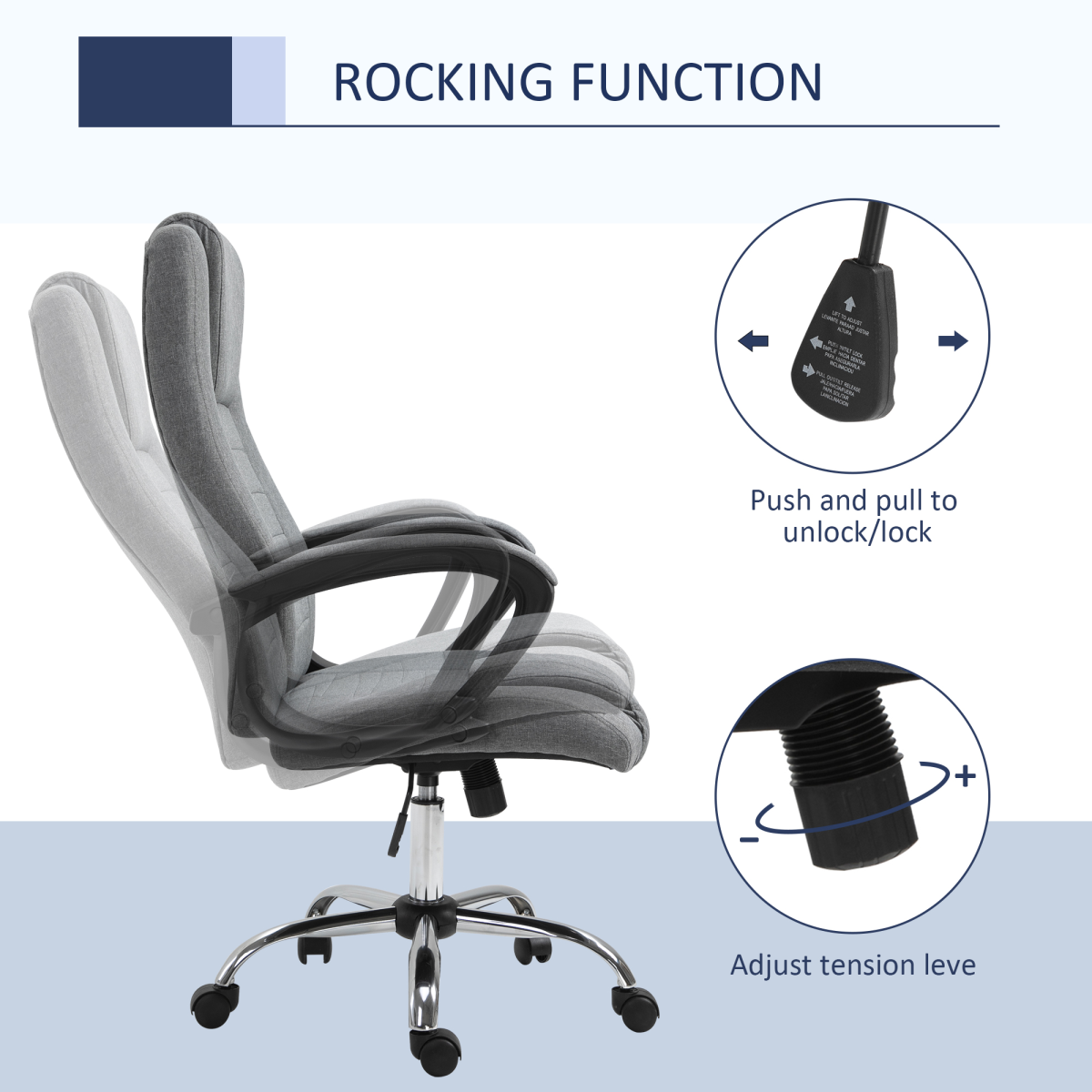 Vinsetto Executive Office Chair Height Adjustable Computer Chair, Grey