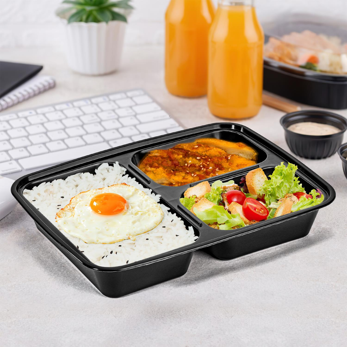 VINSANI 10pk 3 COMPARTMENTS MEAL PREP CONTAINERS 1010425