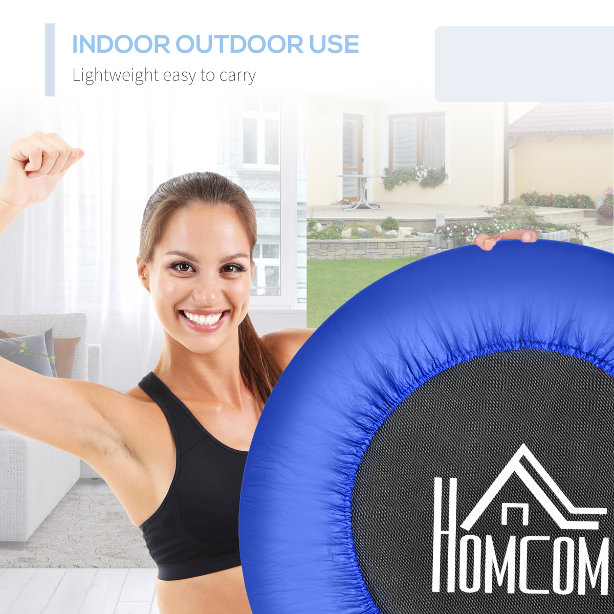 HOMCOM Φ81cm Fitness Trampoline Exercise, Max Load 100 KG, Blue Black