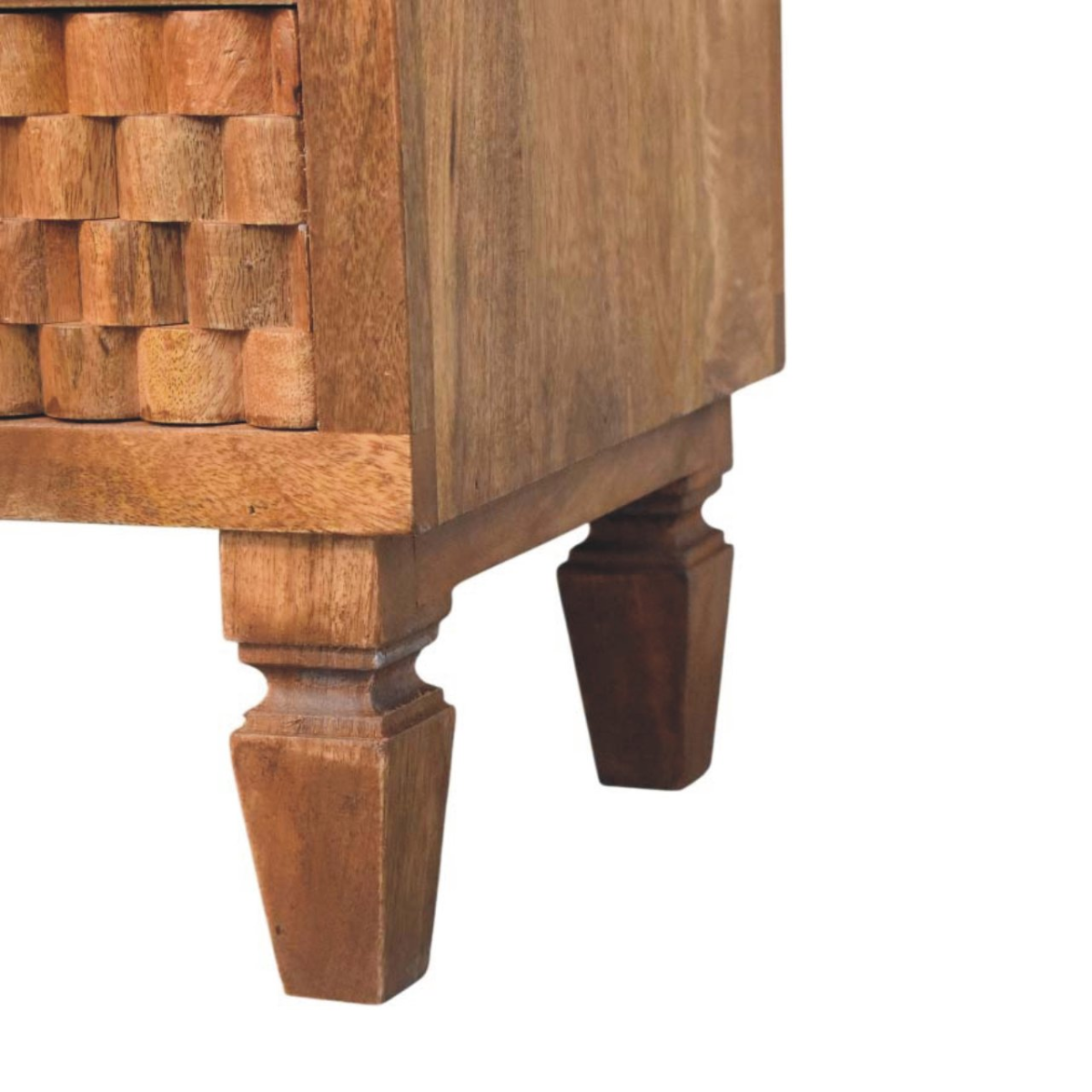 Artisan Furniture Solid Wood Arno Bedside in Golden Teak, 2 Drawers, 1 Open Slot, Beige