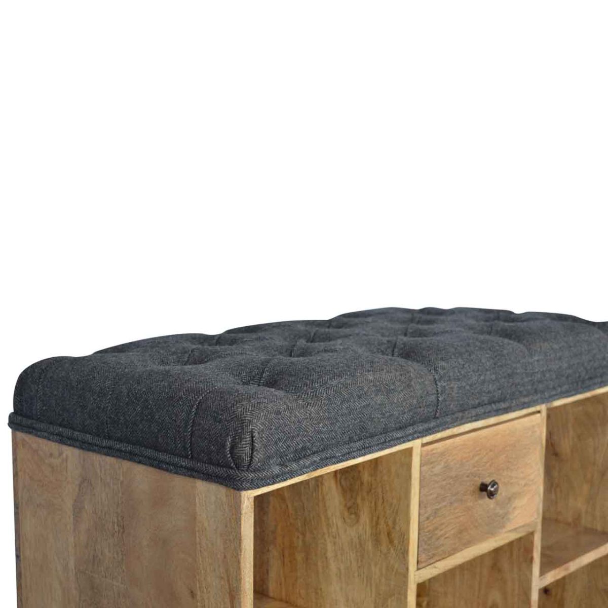 Artisan Furniture Solid Wood Black Tweed 1 Drawer Bench
