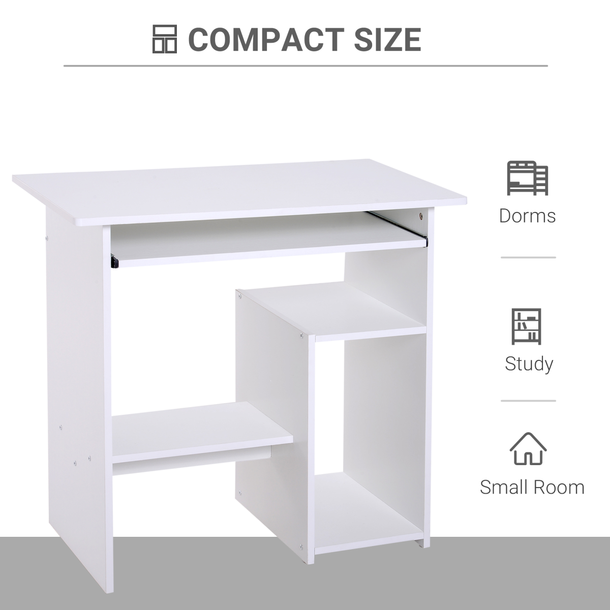 Computer Desk, 73.5H cm-White