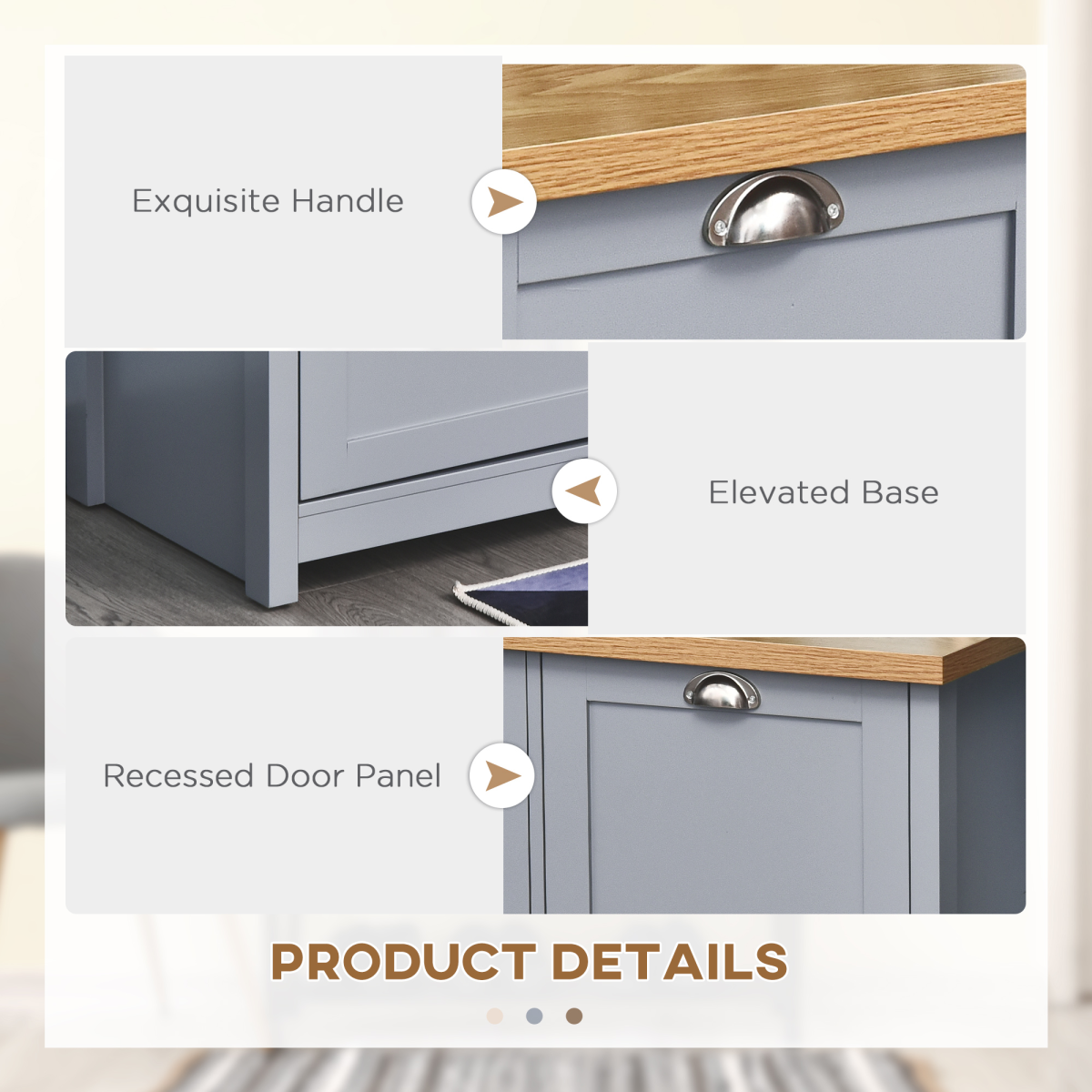 MDF Rustic 4-Compartment Storage Cabinet Grey