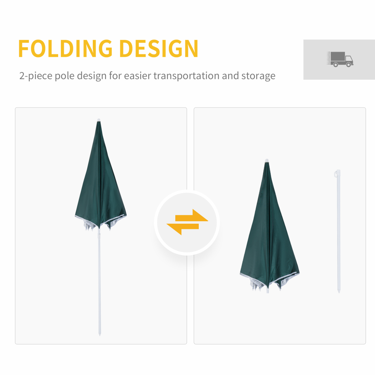 2.2M Fishing Umbrella Garden parasol Outdoor Sun Shelter Shade Canopy Outsunny
