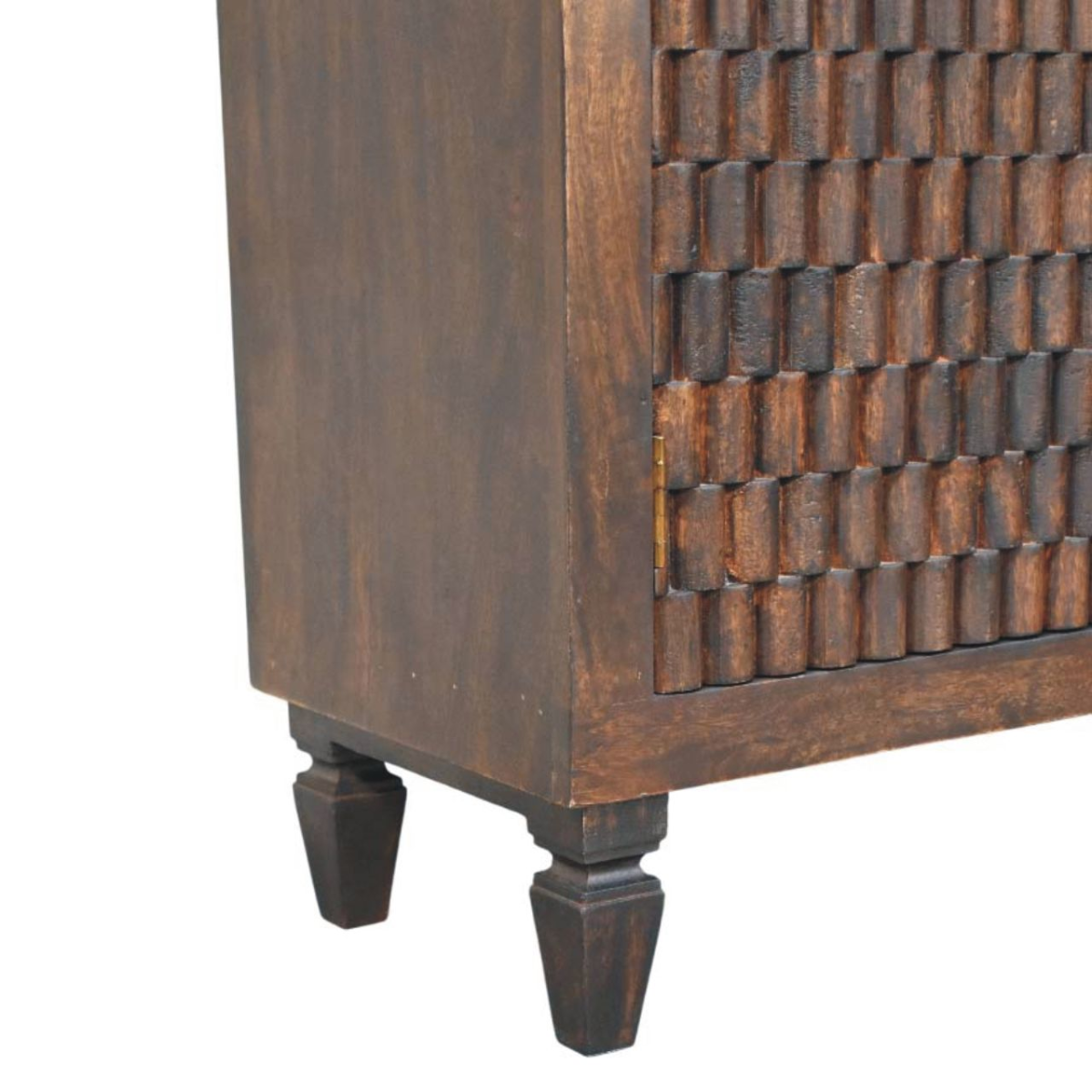 Artisan Furniture Solid Wood Vesta Textured Cabinet, 2 Doors, 2 Shelves, Dark Brown