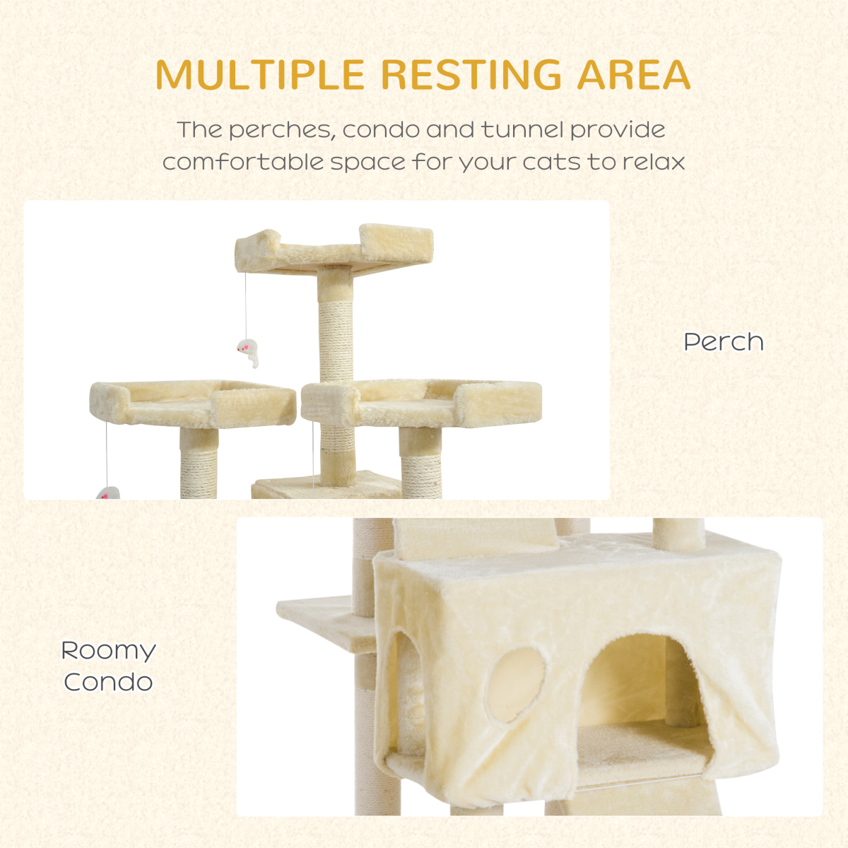 Condo Furniture Scratcher Post Pet Cat Tree Kitten Bed House Play Toy Ladder