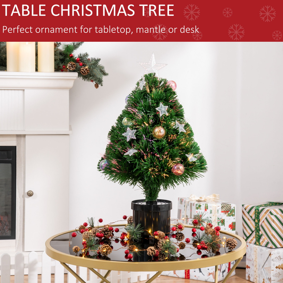 2FT Pre-lit Artificial Christmas Tree Tabletop LED Lights Pot Table Desk Green