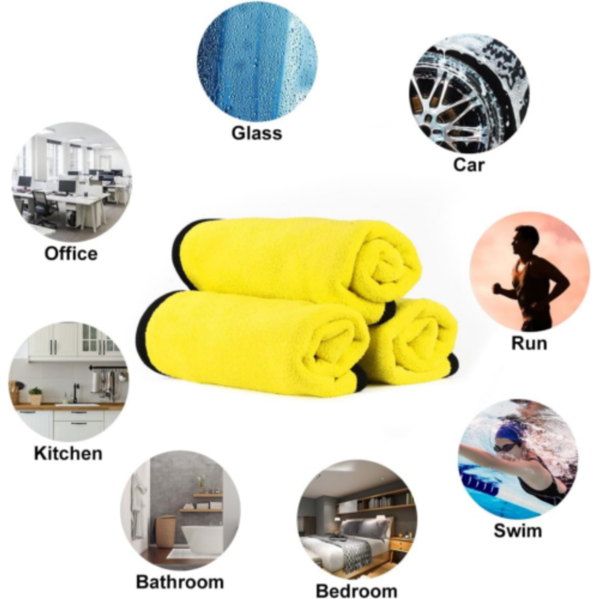 12PCS Car Cleaning Towels Drying Wash Cloth Microfibre Super Absorbent Polishing