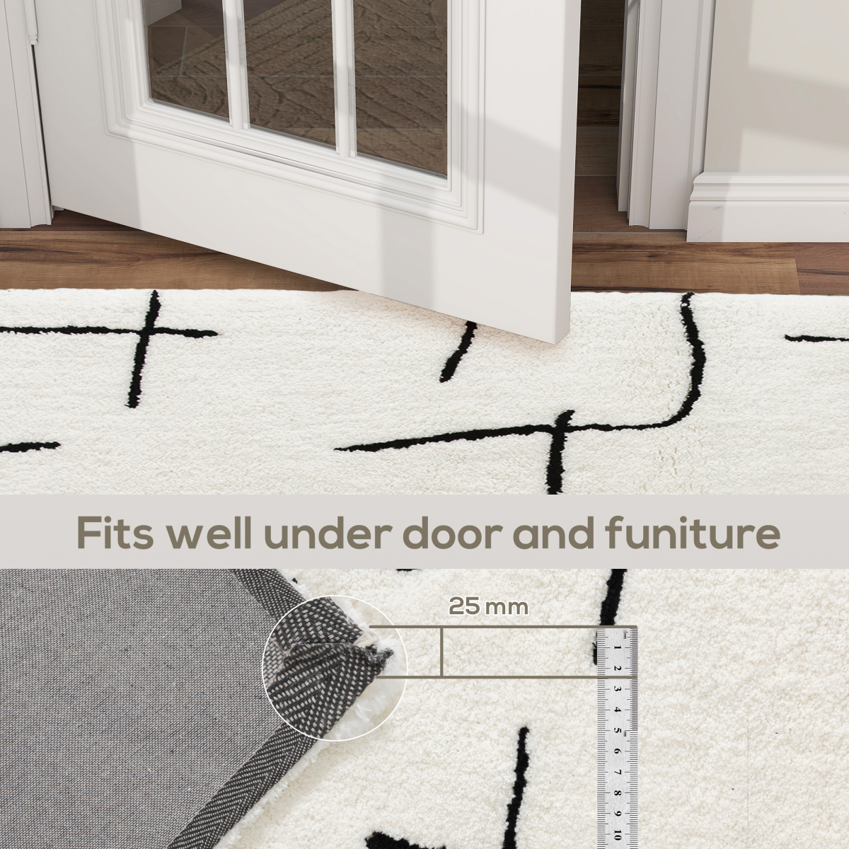 HOMCOM High Pile Modern Shaggy Rug, Soft Floor Carpet 120 x 170 cm, Cream