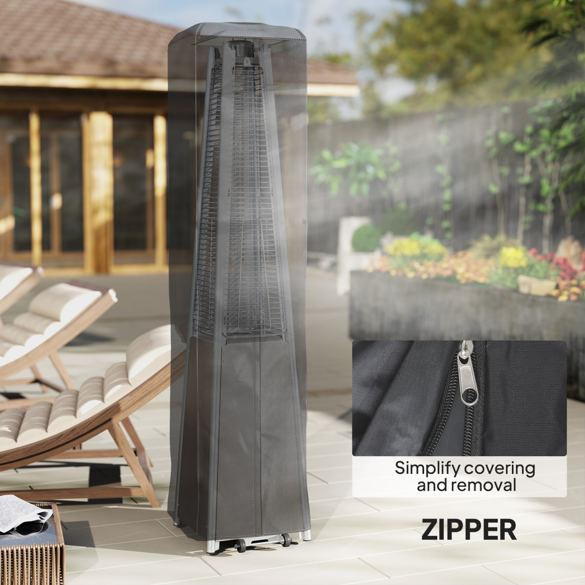 Outsunny Heavy Duty Gas Pyramid Outdoor Patio Heater Cover, Black