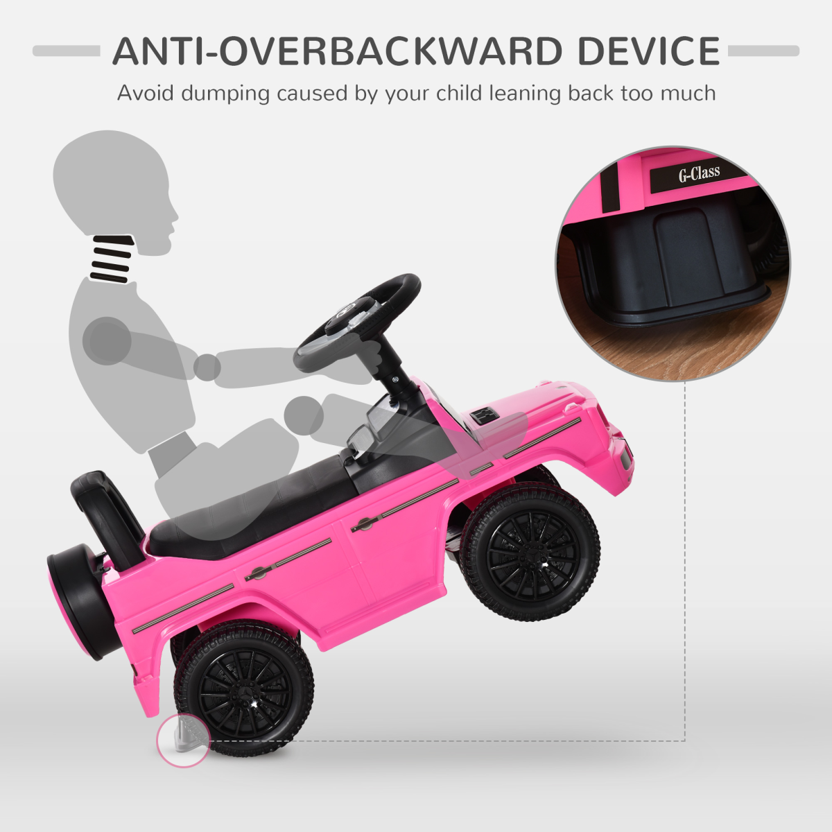 Benz G350 Kids Ride on Sliding Car w/ Under Seat Storage No Power Pink HOMCOM