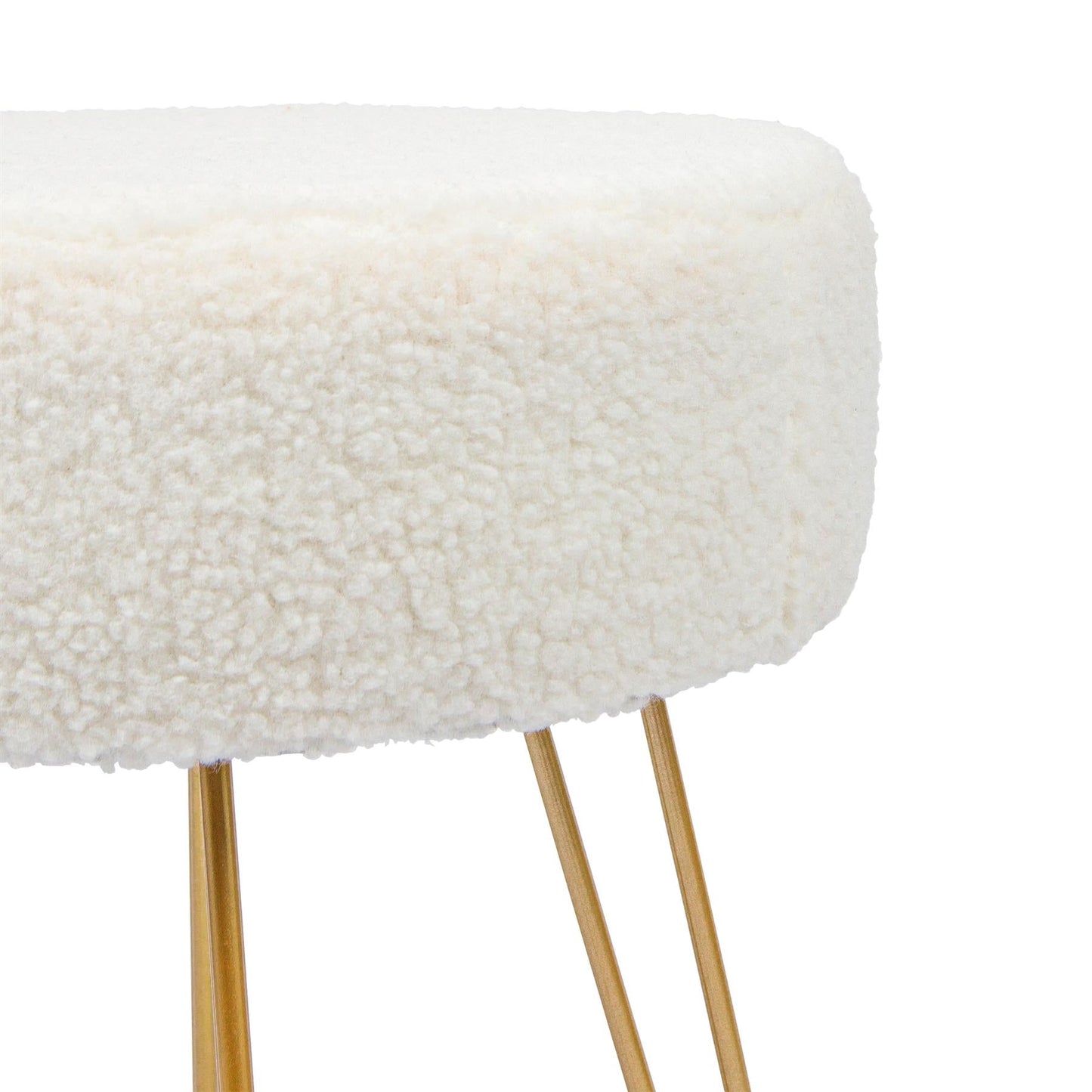 Cream H41 x D35cm Round Boucle Footstool