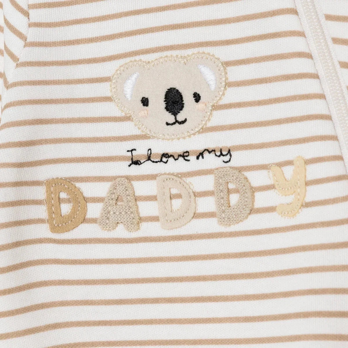 Baby Boy Footed Sleepsuit Striped Zip Fastening Crew Neck - Beige