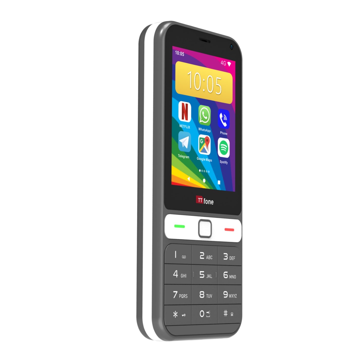 TTfone TT280  Simple 4G Dual SIM Bar Phone with Android, 2.8" Touchscreen, Keypad, 2MP Camera, USB-C - Easy to Use Unlocked Mobile (with Mains Charger and Giffgaff Sim Card)