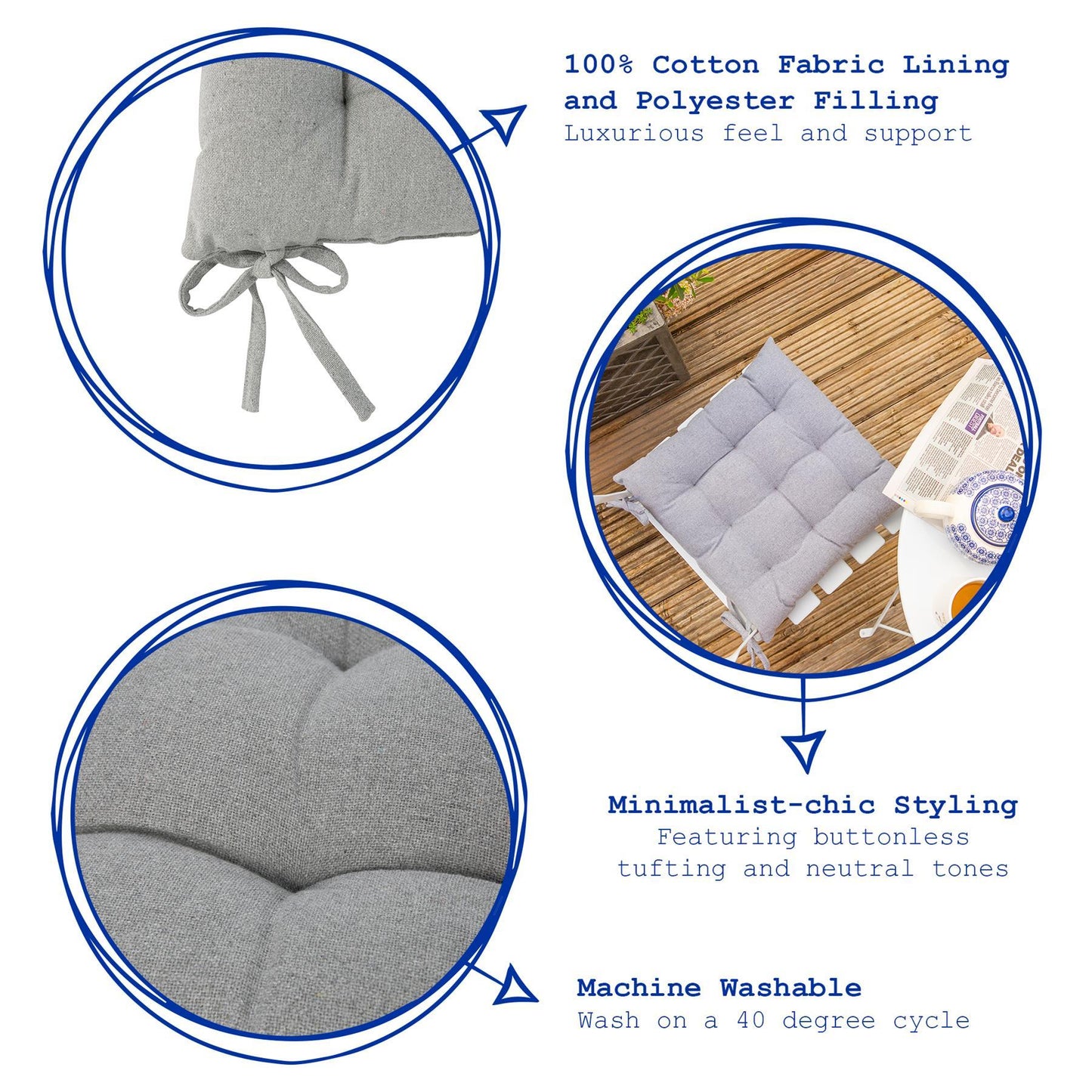40cm Square Garden Chair Seat Cushion