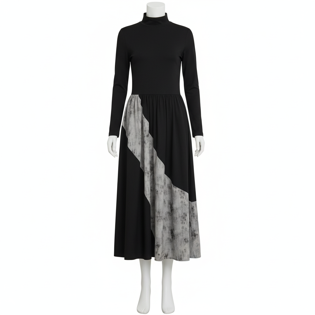 Women’s Black Irregular Inner Pocket Dress