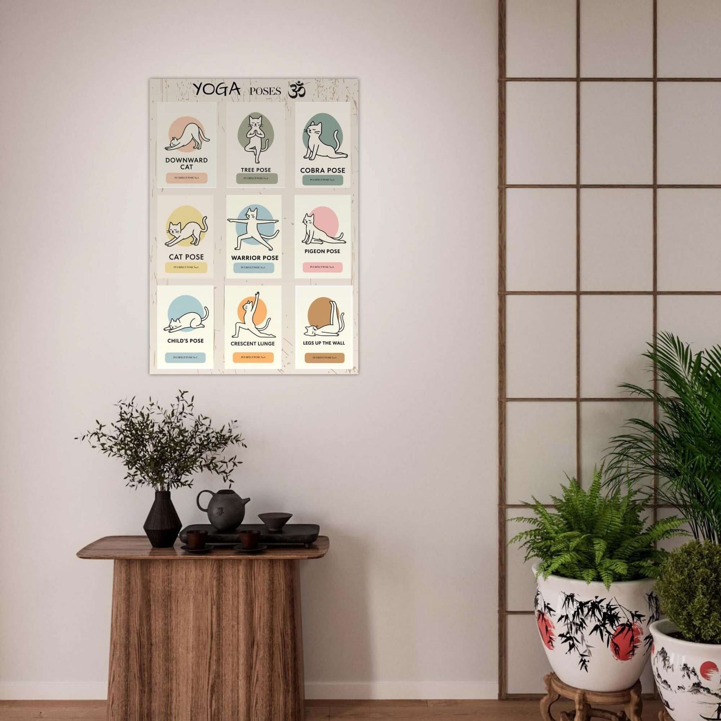 Funny Cat Yoga Wall Art