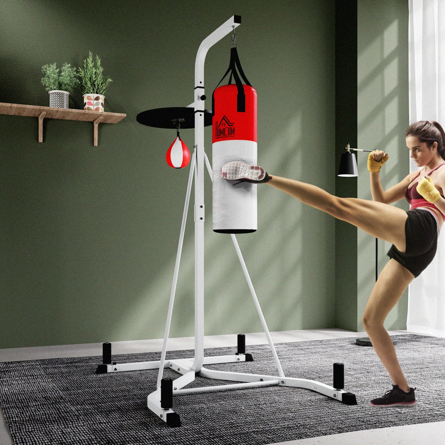 HOMCOM Punchbag & Speedball Boxing Station Frame Freestanding, White
