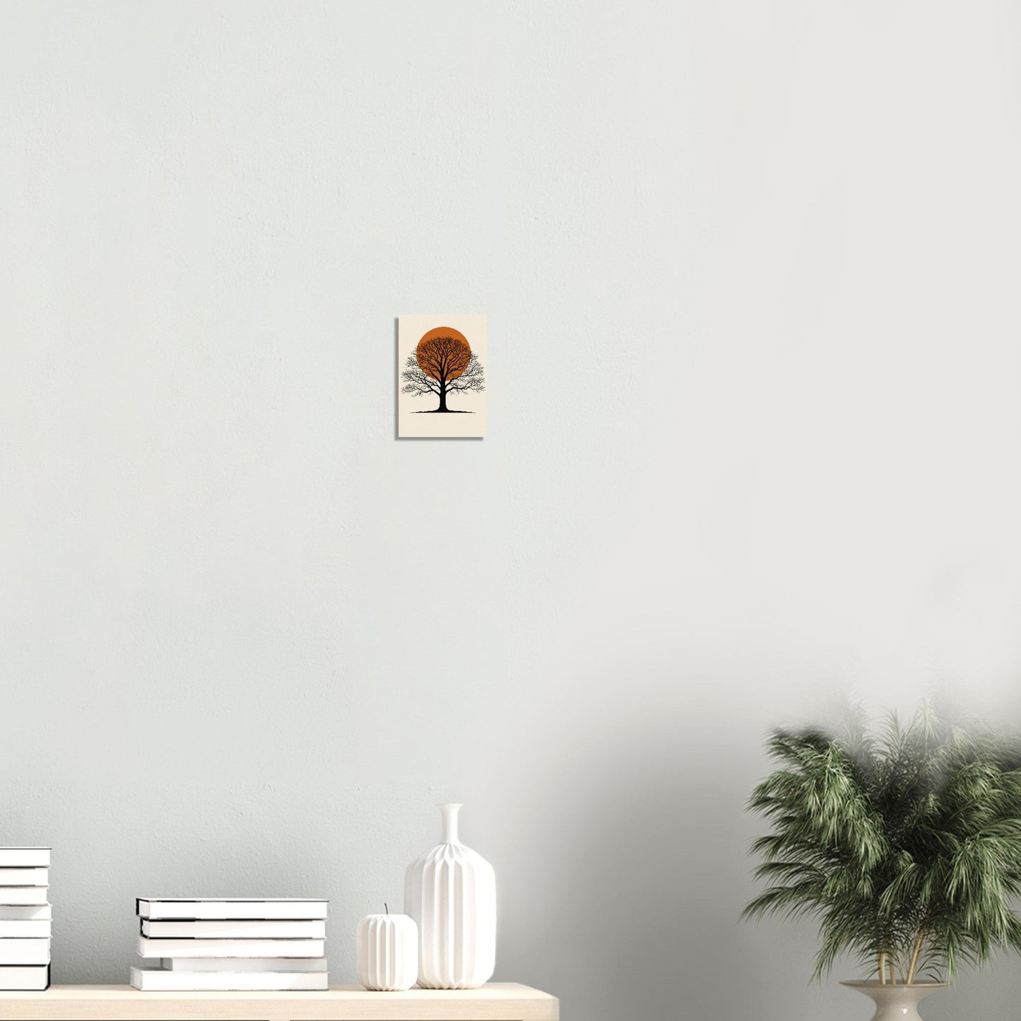 Oak Tree Sunset Wall Art – Minimalist Botanical Print, Earth Tone Nature Decor
