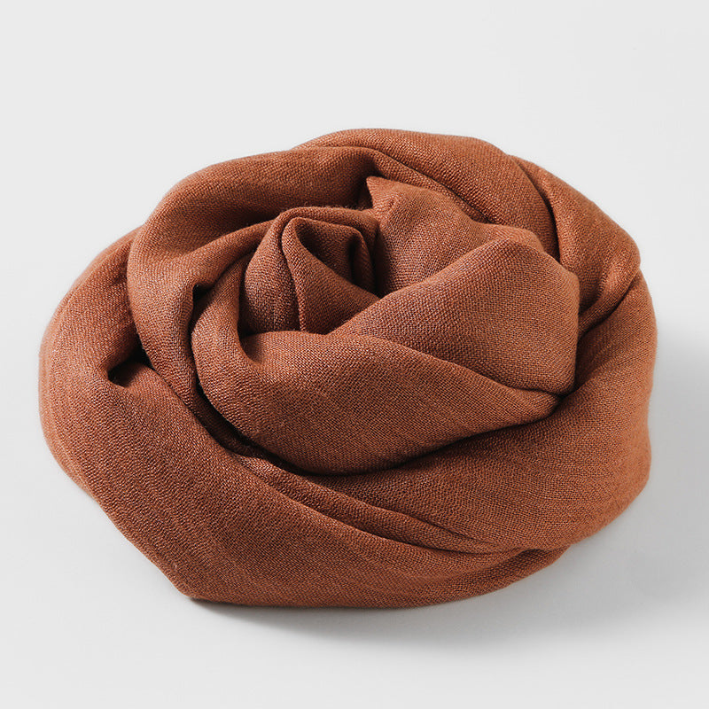 Artistic Sunscreen Solid Color Cotton And Linen Scarf