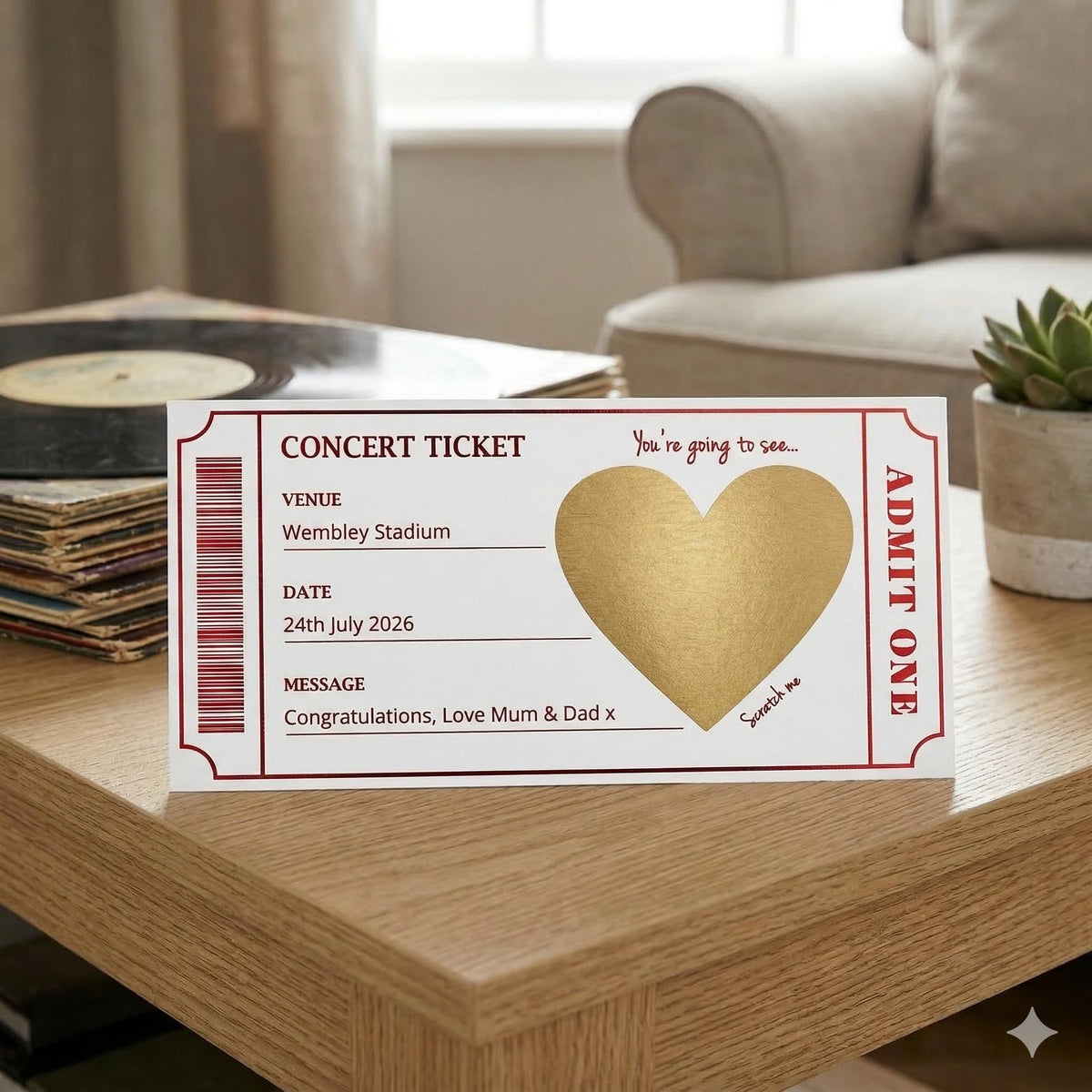 Personalised Concert Ticket Reveal Card | Surprise Gift for Music Lovers