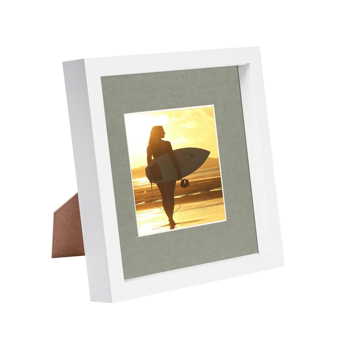 8" x 8" White 3D Box Photo Frame with 4" x 4" Mount
