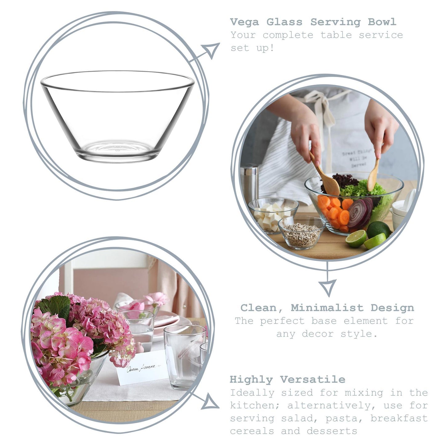 12cm Vega Glass Serving Bowls - Pack of Six