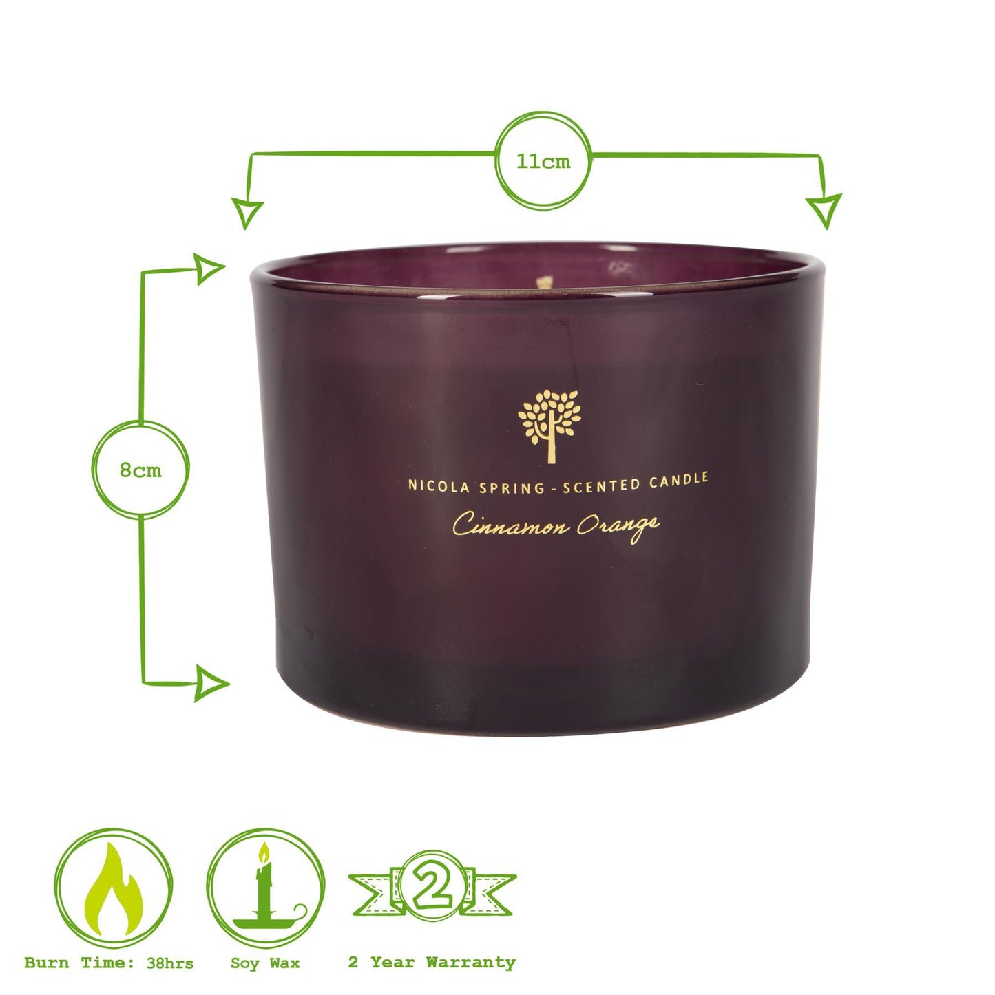 350g Double Wick Cinnamon Orange Soy Wax Scented Candle
