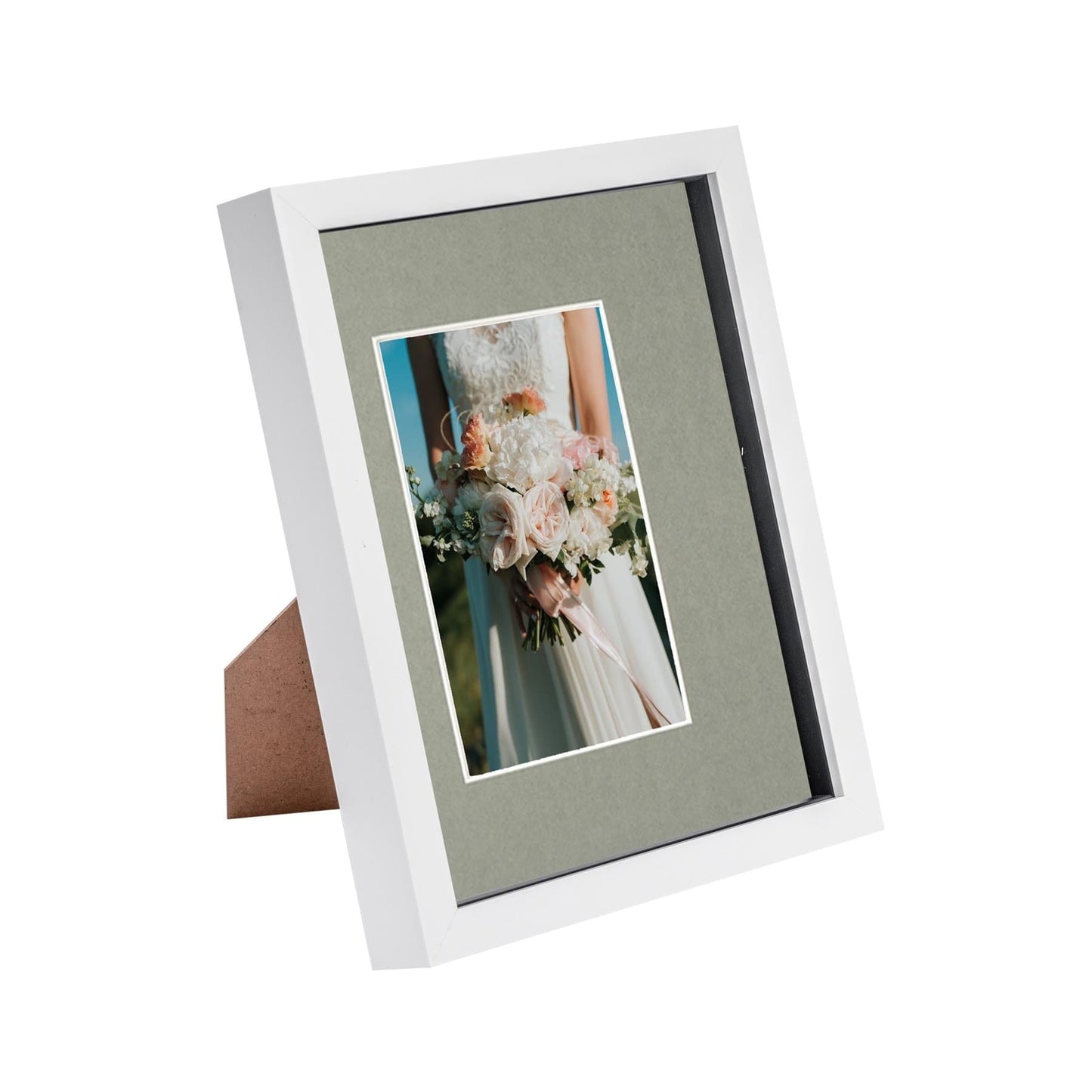8" x 10" White 3D Box Photo Frame - with 4" x 6" Mount