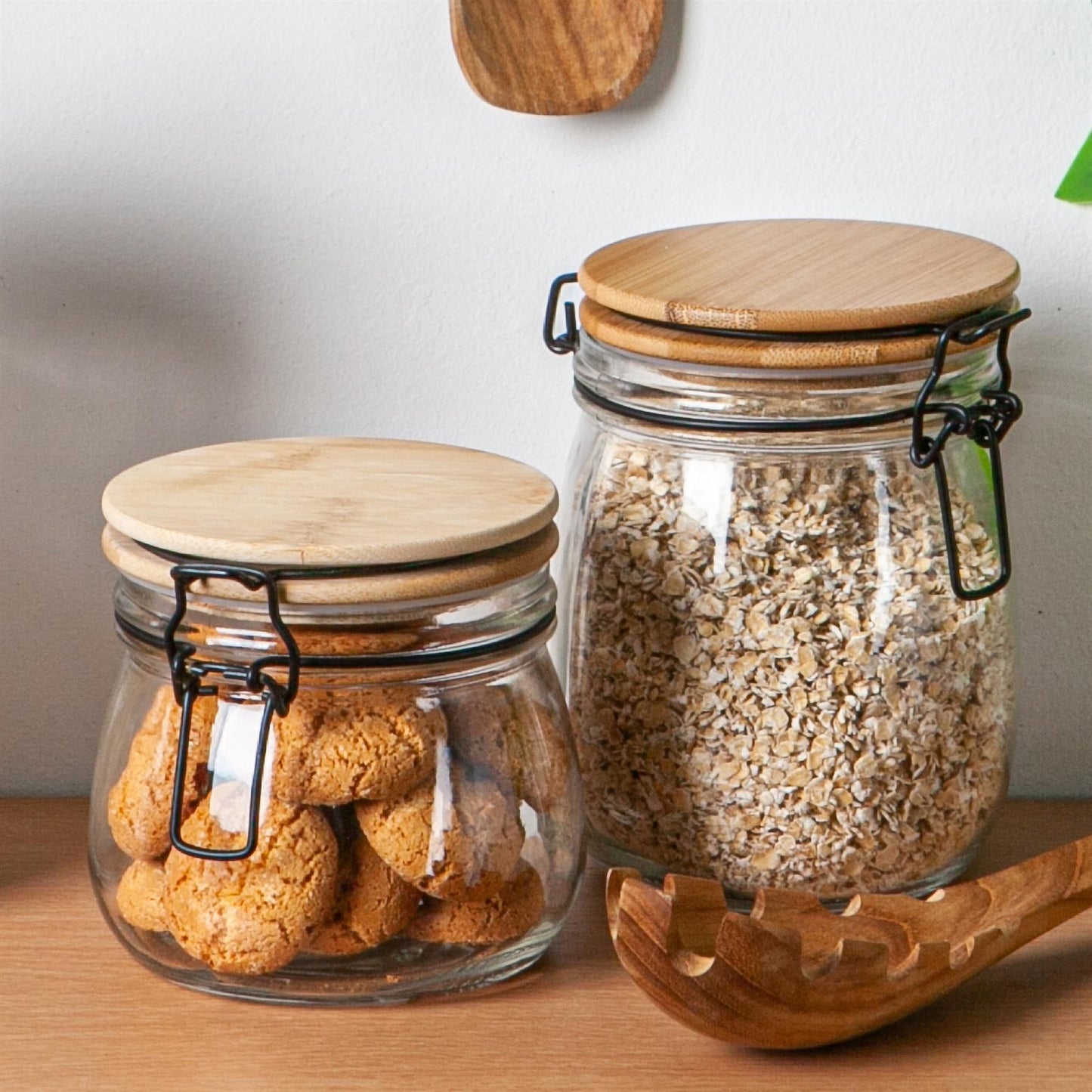 750ml Air tight Glass Storage Jar with Wooden Clip Lid