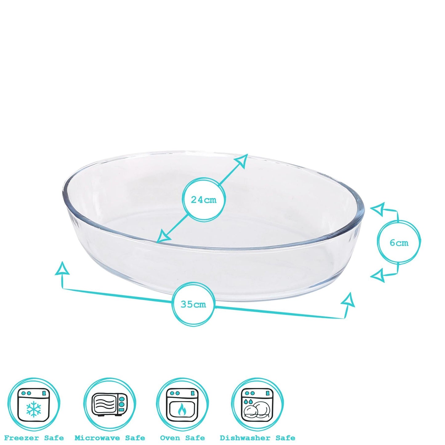 Oval Glass Oven Dish - 35cm x 24cm