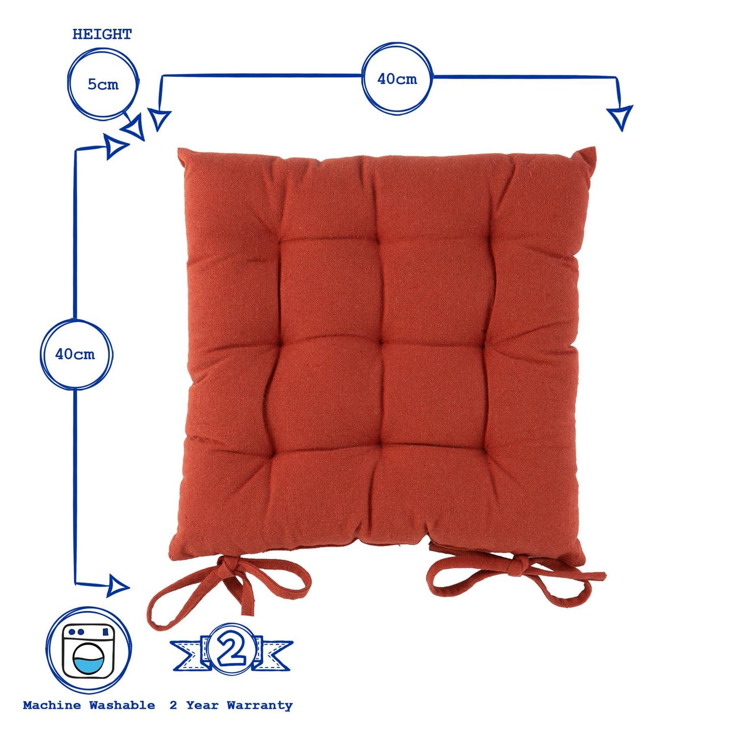 40cm Square Garden Chair Seat Cushion