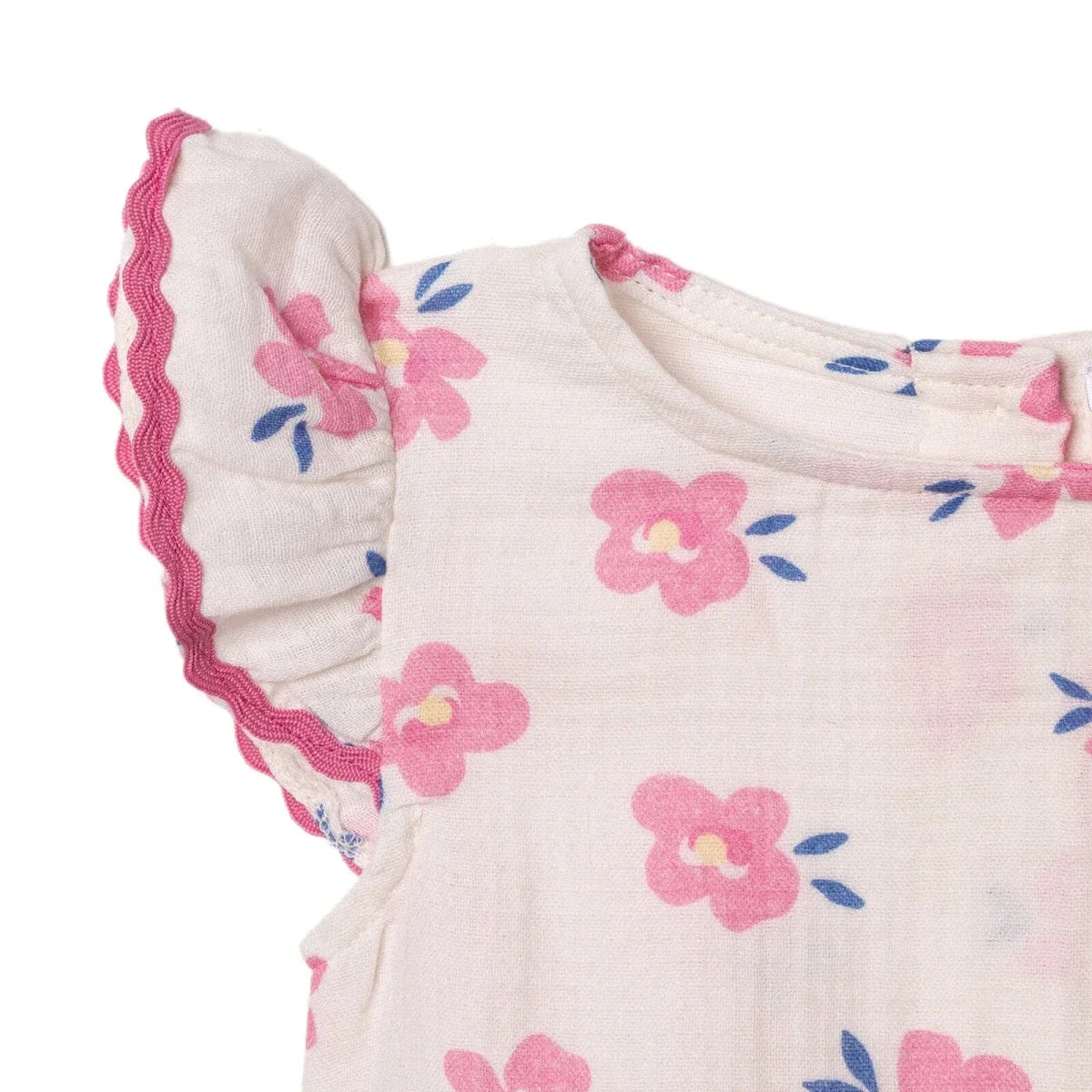 HelloBaby Girls Dress Floral Print Ditsy Flower Crew Neck Short Sleeve - Ecru Printed