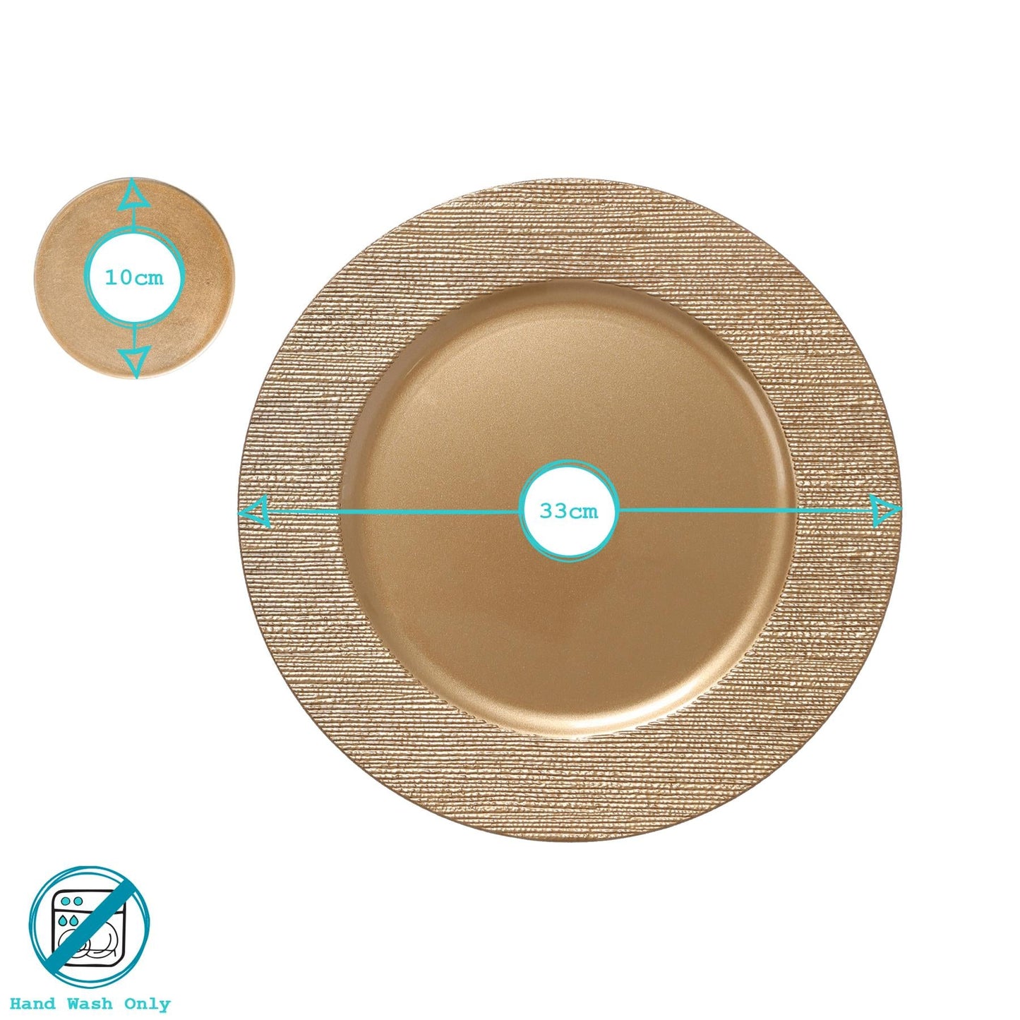 12pc Round Ribbed Charger Plates Set - 33cm