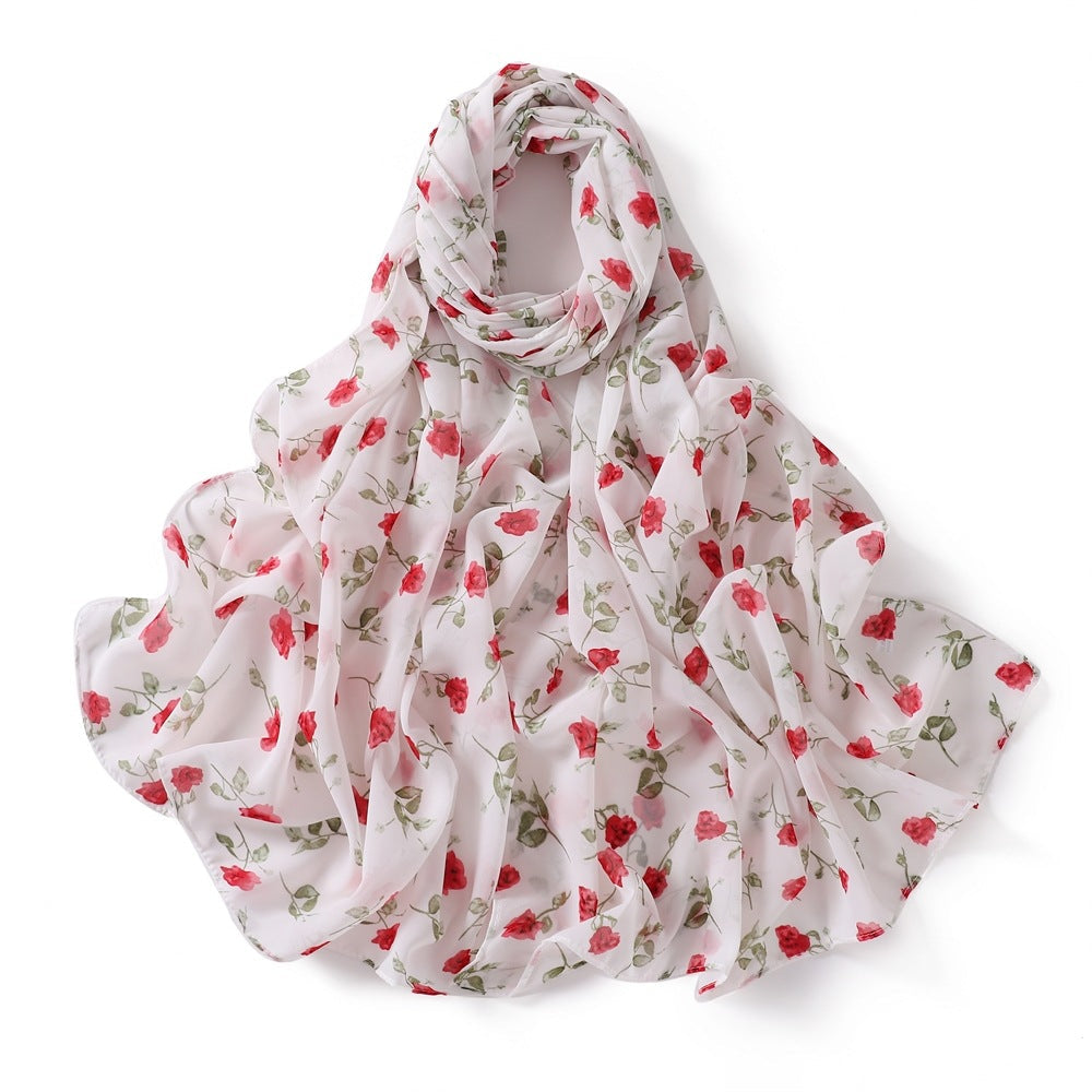 Versatile Chiffon Scarf - Lightweight Printed Shawl & Wrap