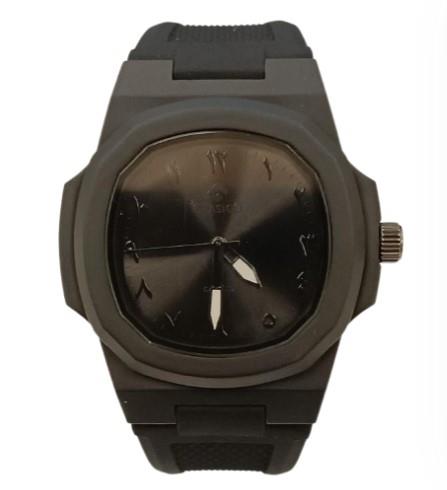 Clasico Mens Ladies Water Resistant Arabic Square Dial Black Rubber Strap Watch