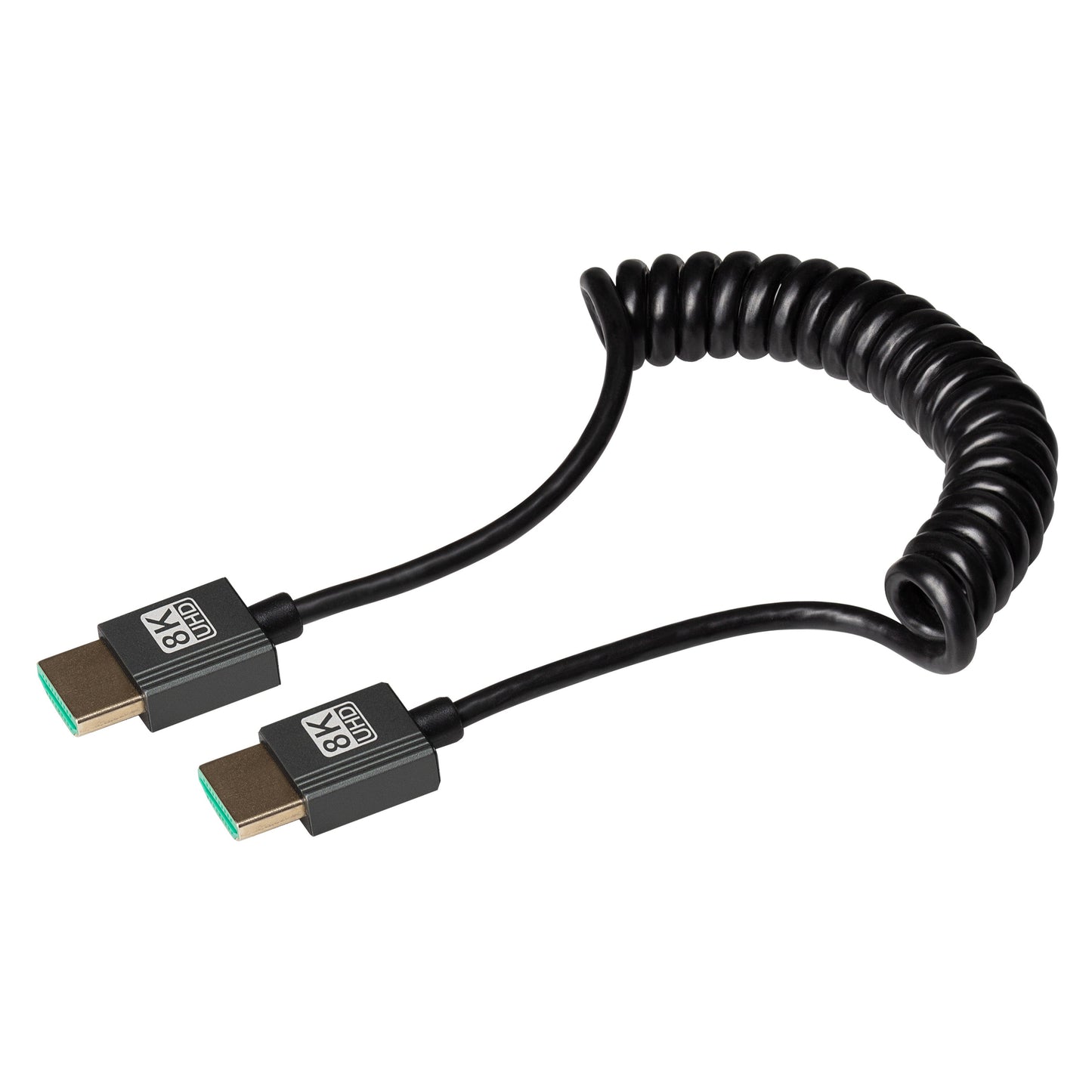 Maplin HDMI to HDMI 8K Ultra HD Coiled Cable - Black, 1m
