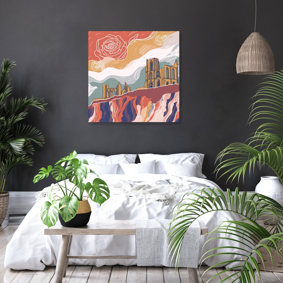 Whitby Abbey Rose Canvas