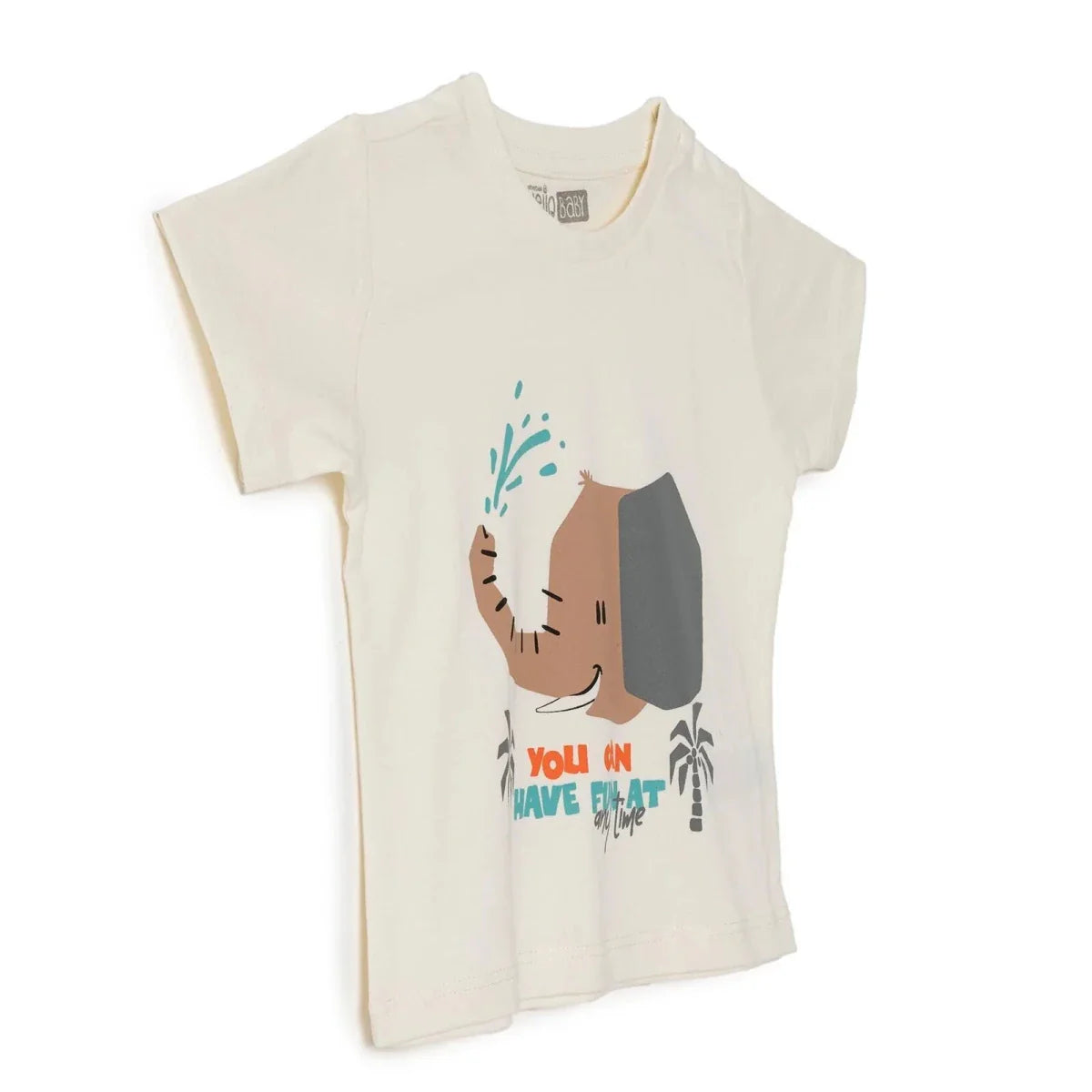 HelloBaby Boys T-shirt Animal Print Crew Neck Short Sleeve - Ecru