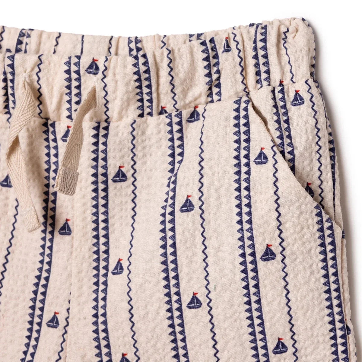 HelloBaby Boys Shirt & Shorts Set Buttoned Little Sailor Shirt Collar Above the Knee Short Sleeve - Ecru Printed