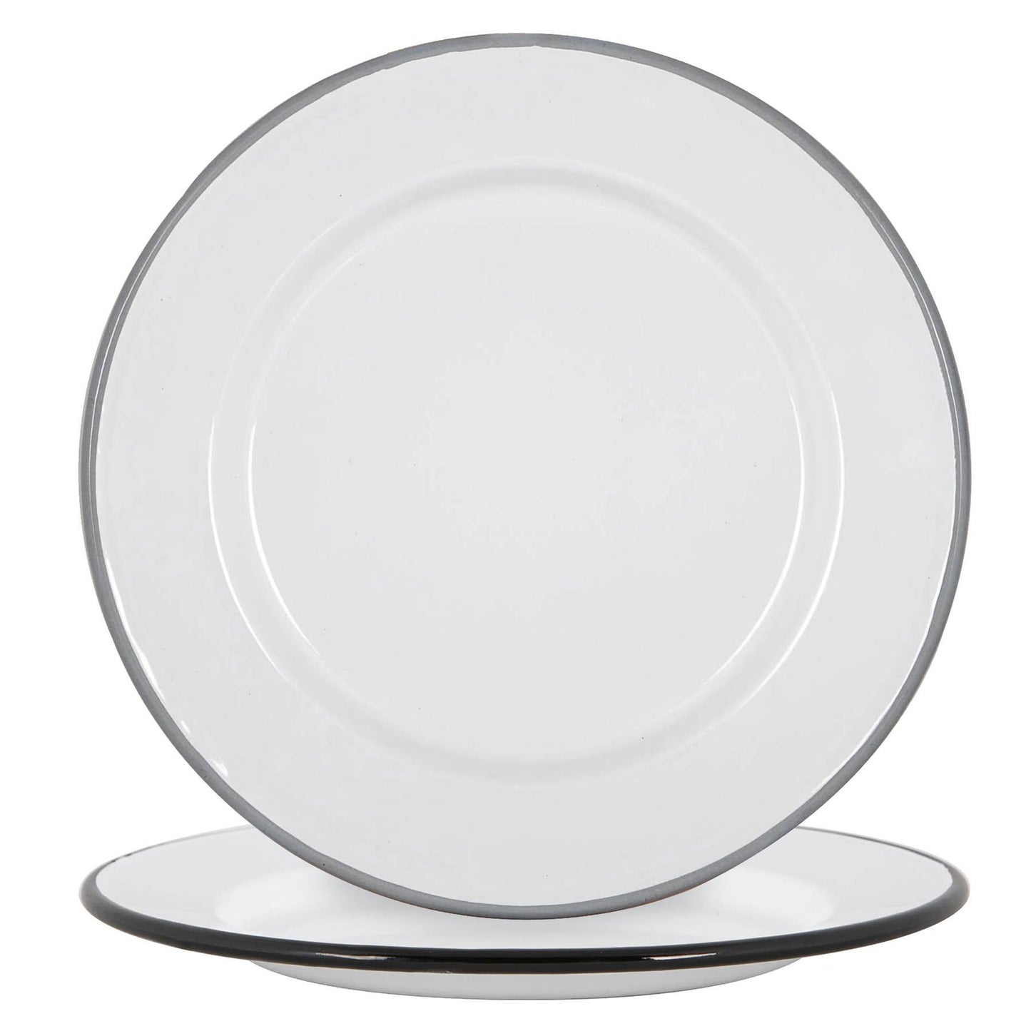 20cm Black/Grey White Enamel Side Plates - Pack of Four