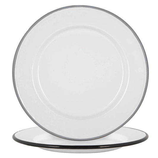 20cm Black/Grey White Enamel Side Plates - Pack of Four