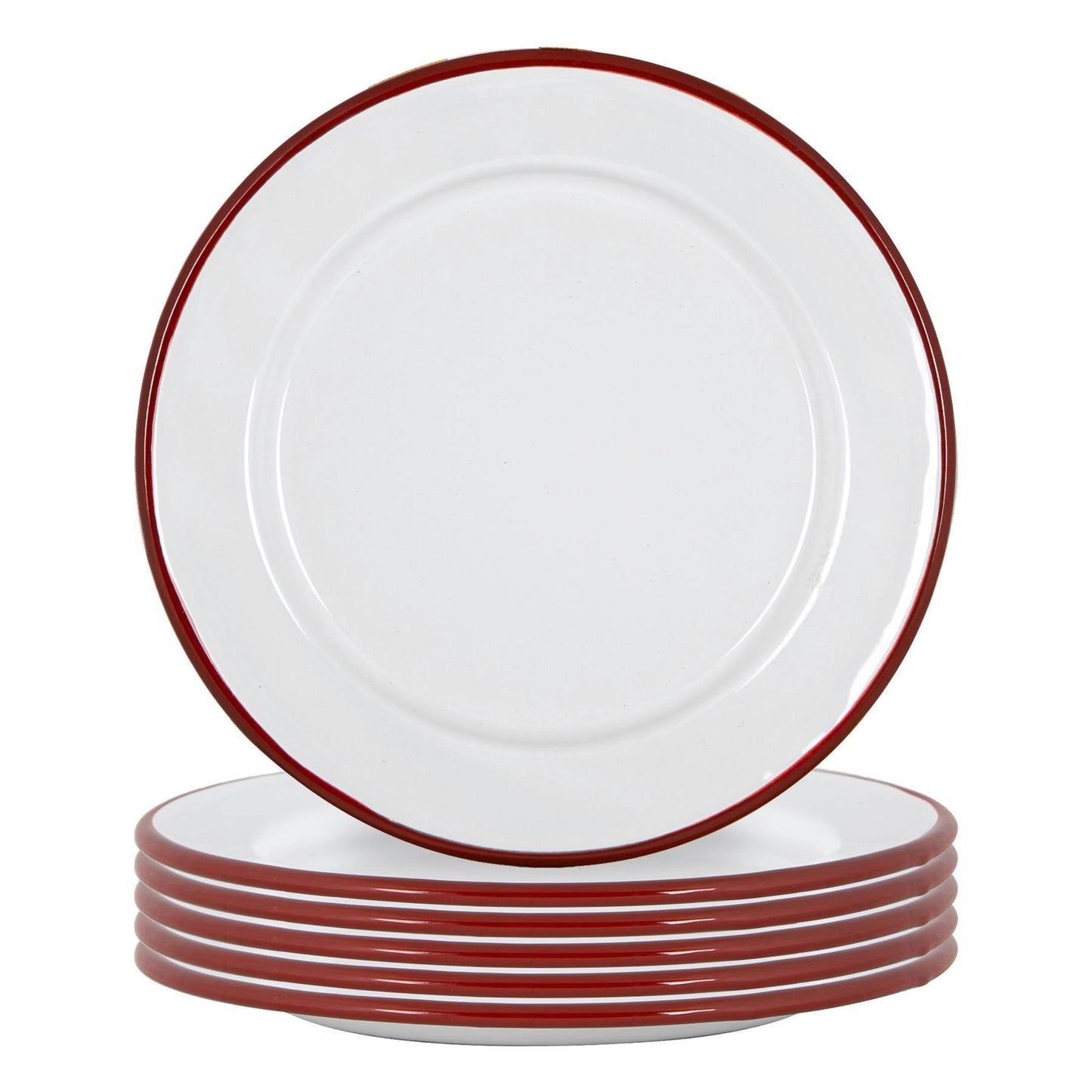 20cm White Enamel Side Plates - Pack of Six